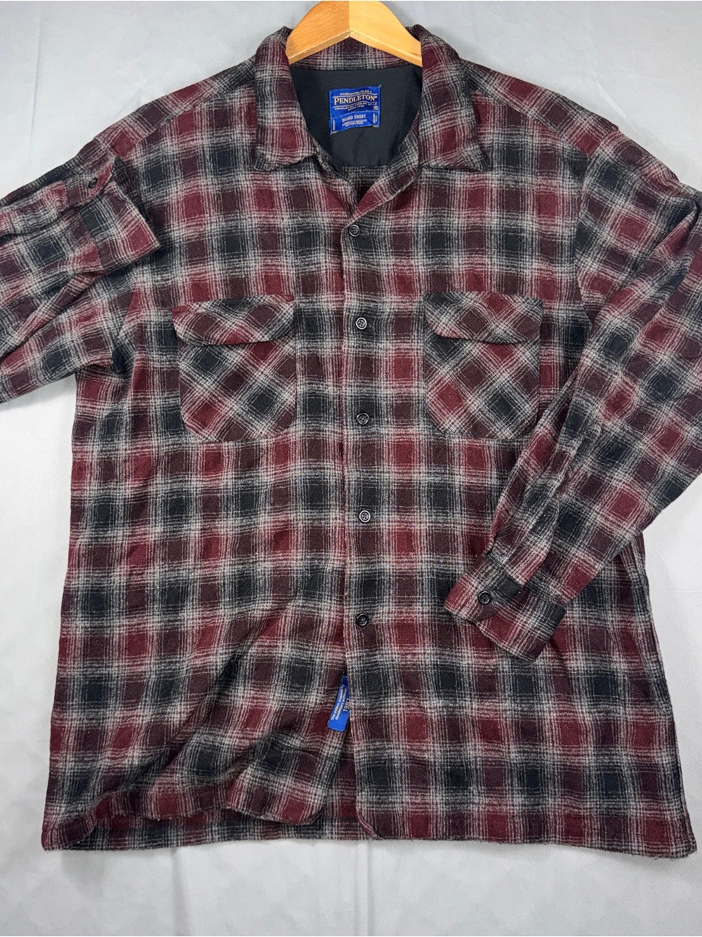 Vintage Pendleton Shirt Men’s XL Red Plaid Wool Flannel Board Shirt